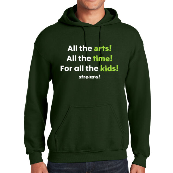 All The Arts (Forest Green/Lime Green) - Gildan Adult Heavy Blend™ Hooded Sweatshirt Thumbnail